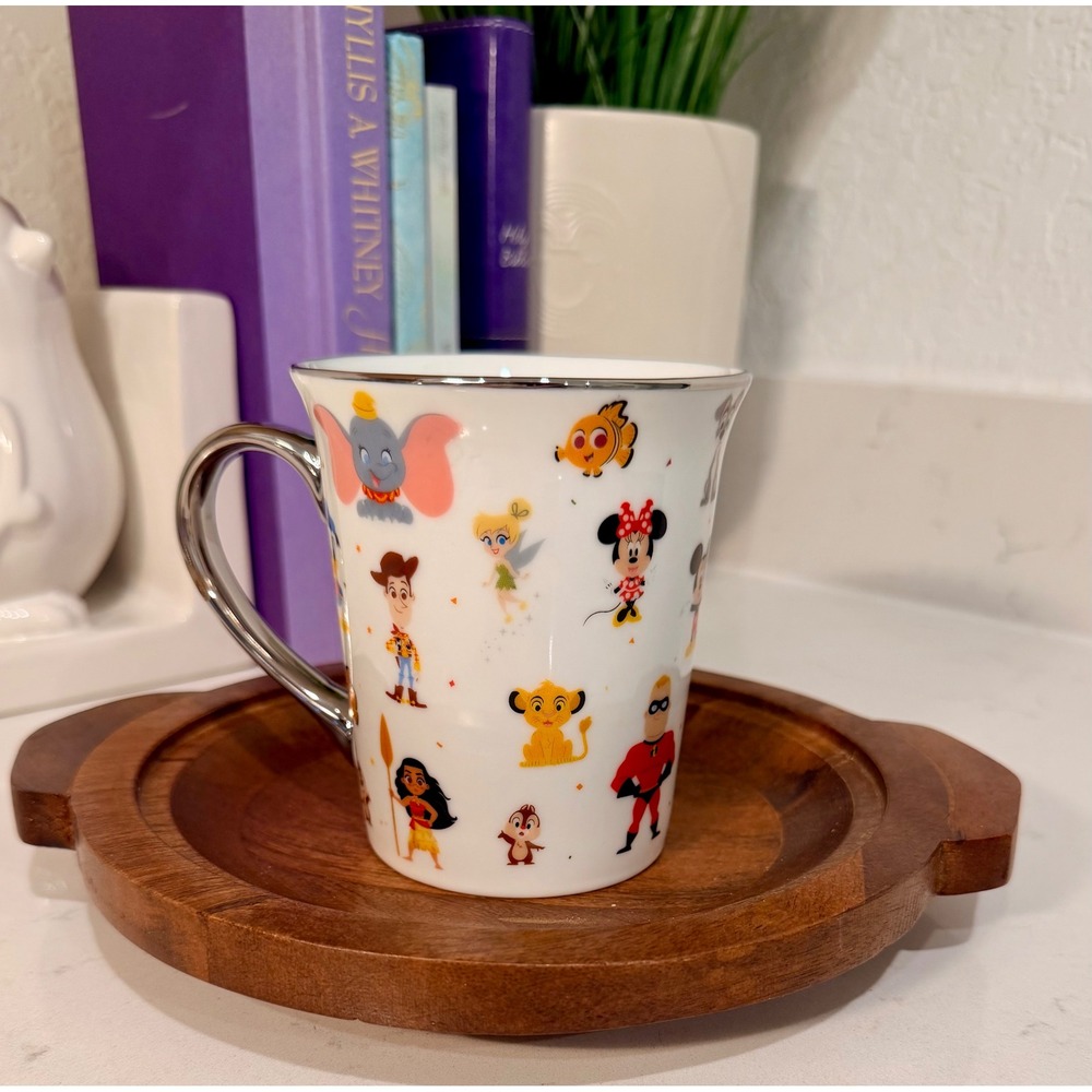 Disney 100th Anniversary Zrike Brands Ceramic Mug Silver Handle Mickey Pixar